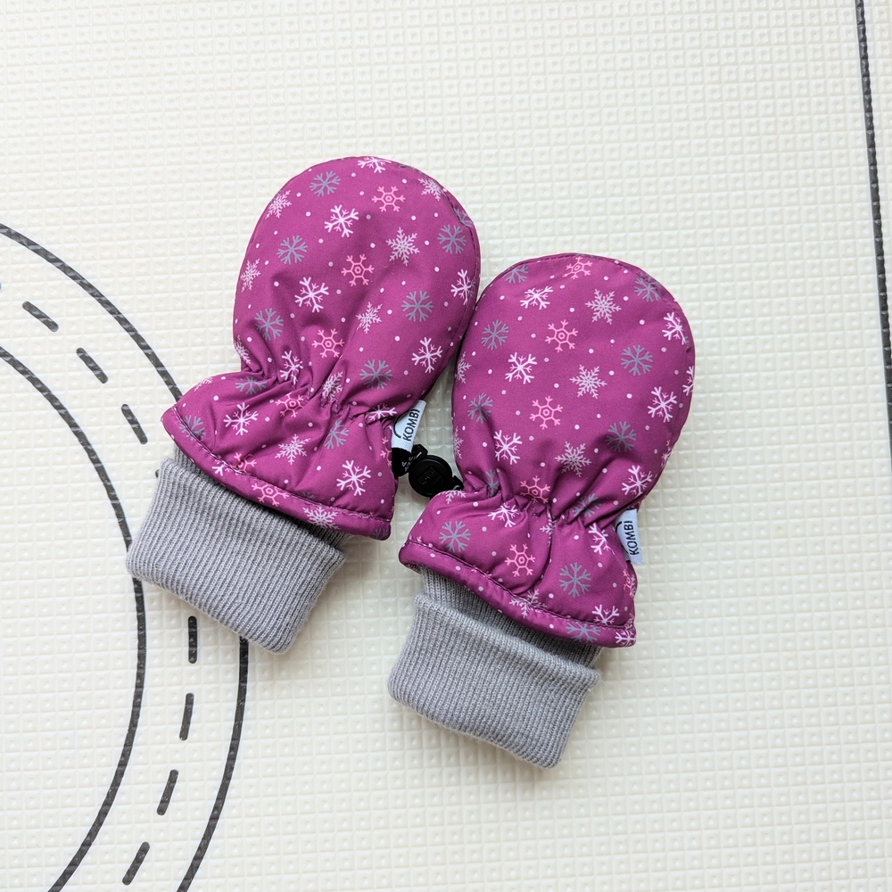 Kombi Baby Purple Snowflake Winter Mittens XS 12-24M